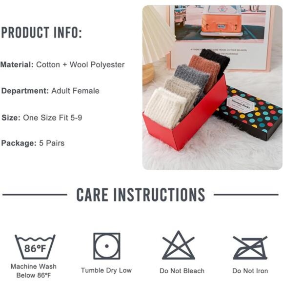 New 5 Pairs Fuzzy Soft Cozy Comfortable Socks for Women, Casual Sleep Comfy Sock - Picture 6 of 6